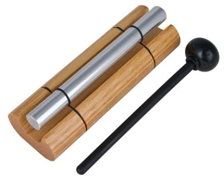 Campana mini Zenergy madera y aluminio pulido plateado