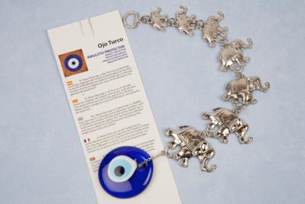 Colgante Elefantes con Ojo Turco cristal