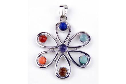 Colgante metal Flor con 7 Chakras