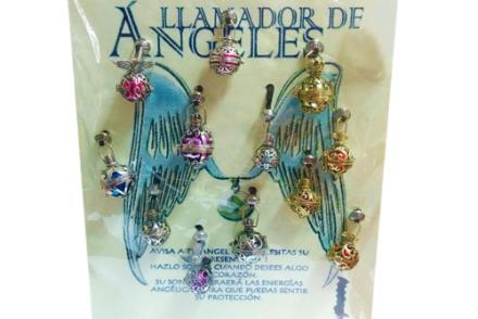Llama Ángeles de níquel/dorado y bolitas de color con cordón