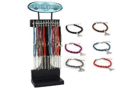 Pulsera cuero trenzado con Buda meditación