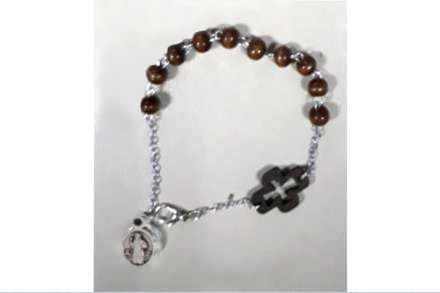 Pulsera madera/metal San Benito con Cruz