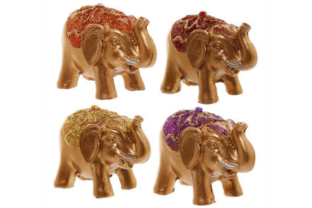Figura Elefante de la suerte dorado y rojo
