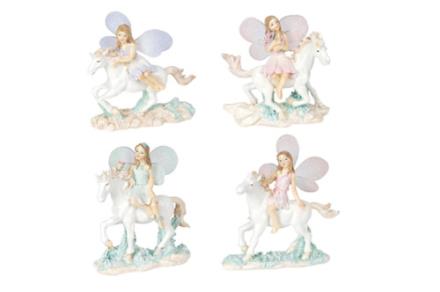 Figura hada con unicornio de resina