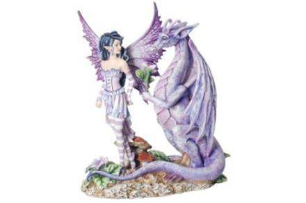 Figura resina Hada con Dragón romántico