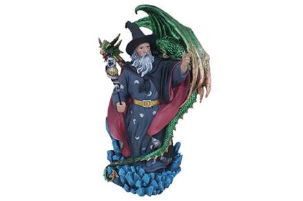 Figura resina Mago y Dragón
