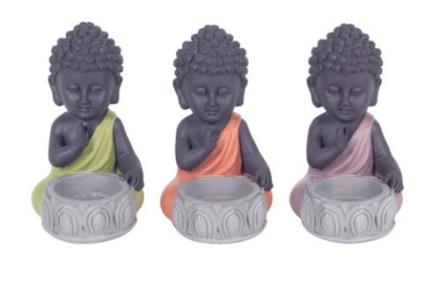 Figura resina Shaolin Portavelas colores