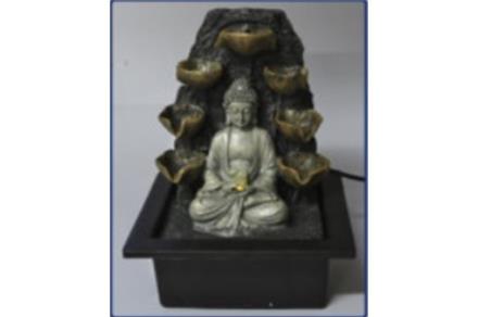 Fuente resina Buda Dhiana plateado 25cm