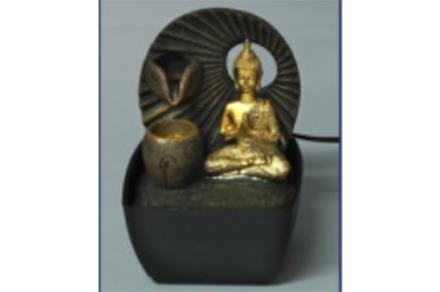 Fuente resina Buda Thai oración dorado 23cm
