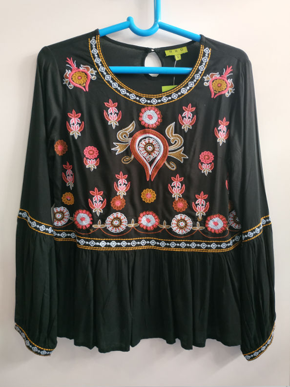 Blusa larga bordado flores