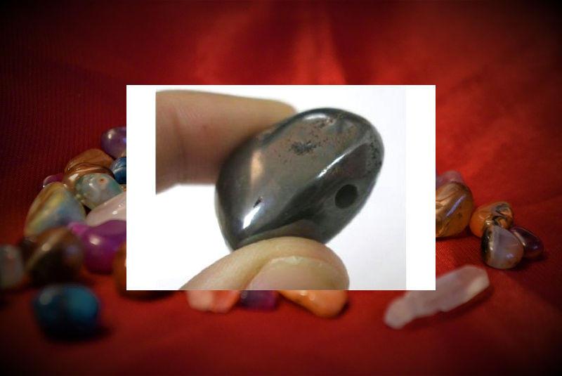 Canto rodado med. perforado Hematite