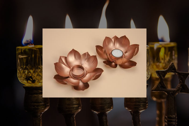 Portaluminas dorado con forma de Flor de Loto