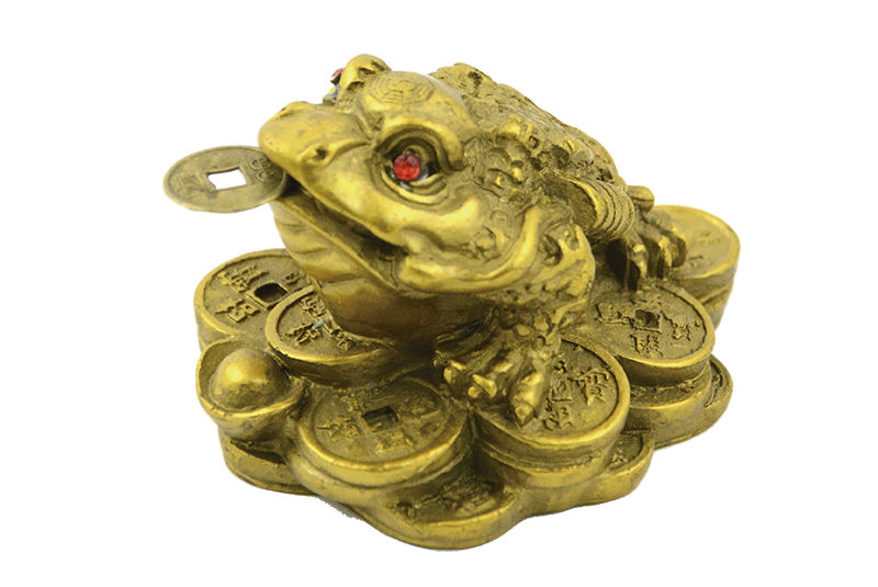 Sapo Dorado de resina lunar con abalorios - Mediano