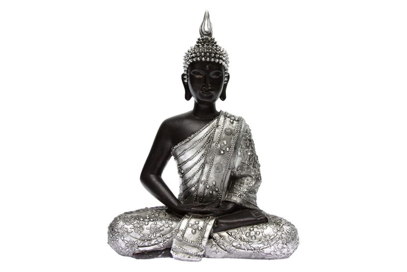 Figura de Buda Sentado Plata Envejecida
