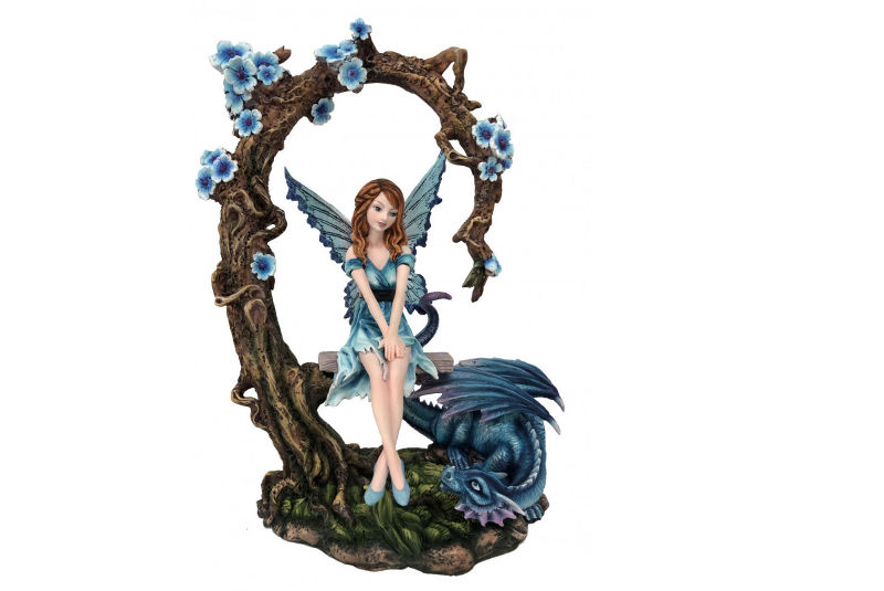 Figura de Hada Nina Jugando con Dragón - Les Alpes