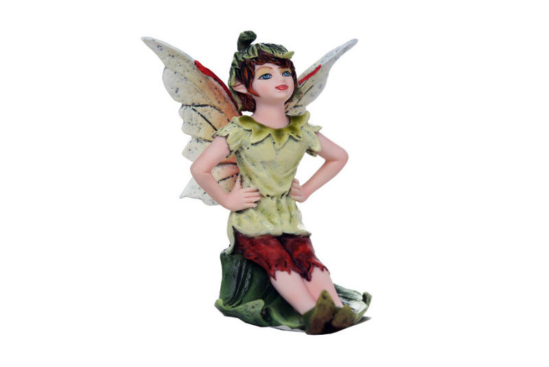 Figura de Hada Niño Sentado en Hoja - Les Alpes Mini