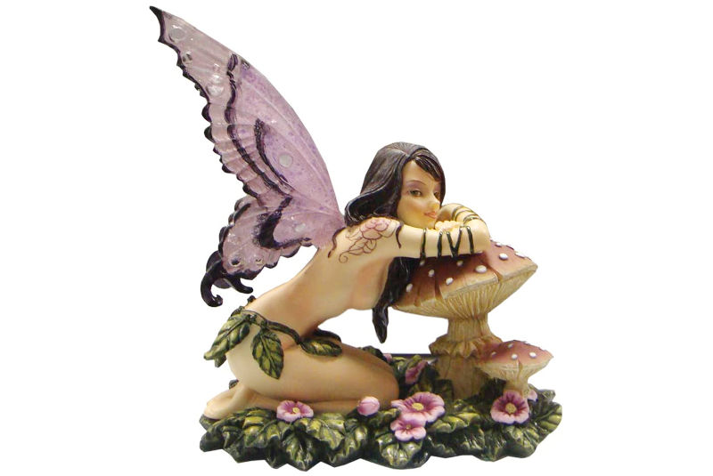 Figura de Hada de Rodillas sobre Seta - Les Alpes Mini