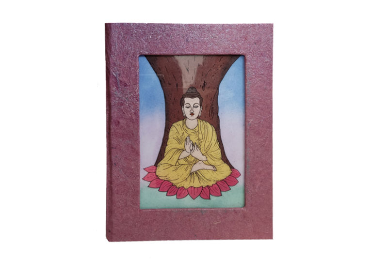 Agenda de tela color granate con Buda