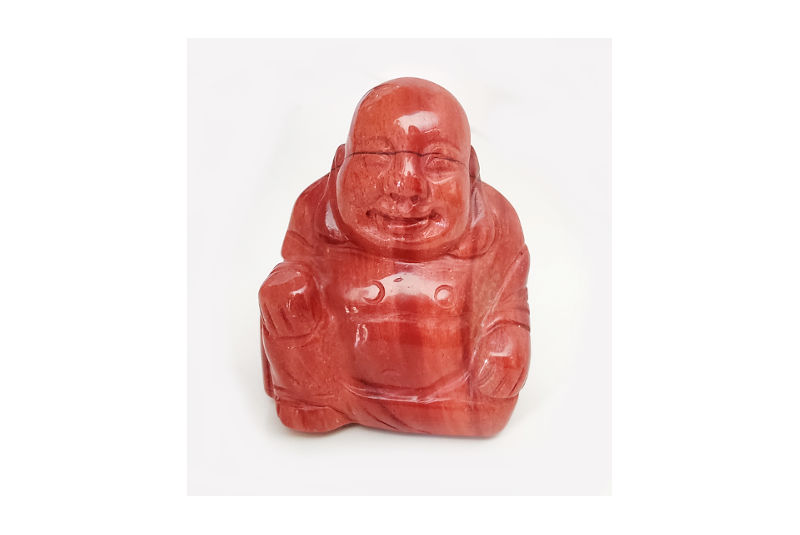 Figura Buda Feliz Jaspe Rojo