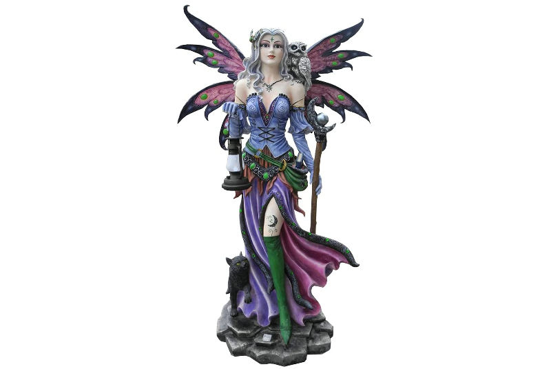 Figura de Hada Nisha con Gato y Buho - Les Alpes