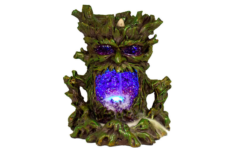 Quemador Incienso de Reflujo Árbol Verde con Luz Led