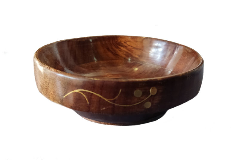 Cuenco de Madera con Grabado Dorado Floral