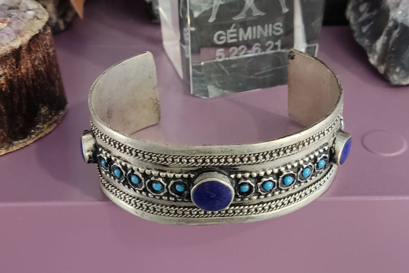 Brazalete Plata con Gema Lapislázuli