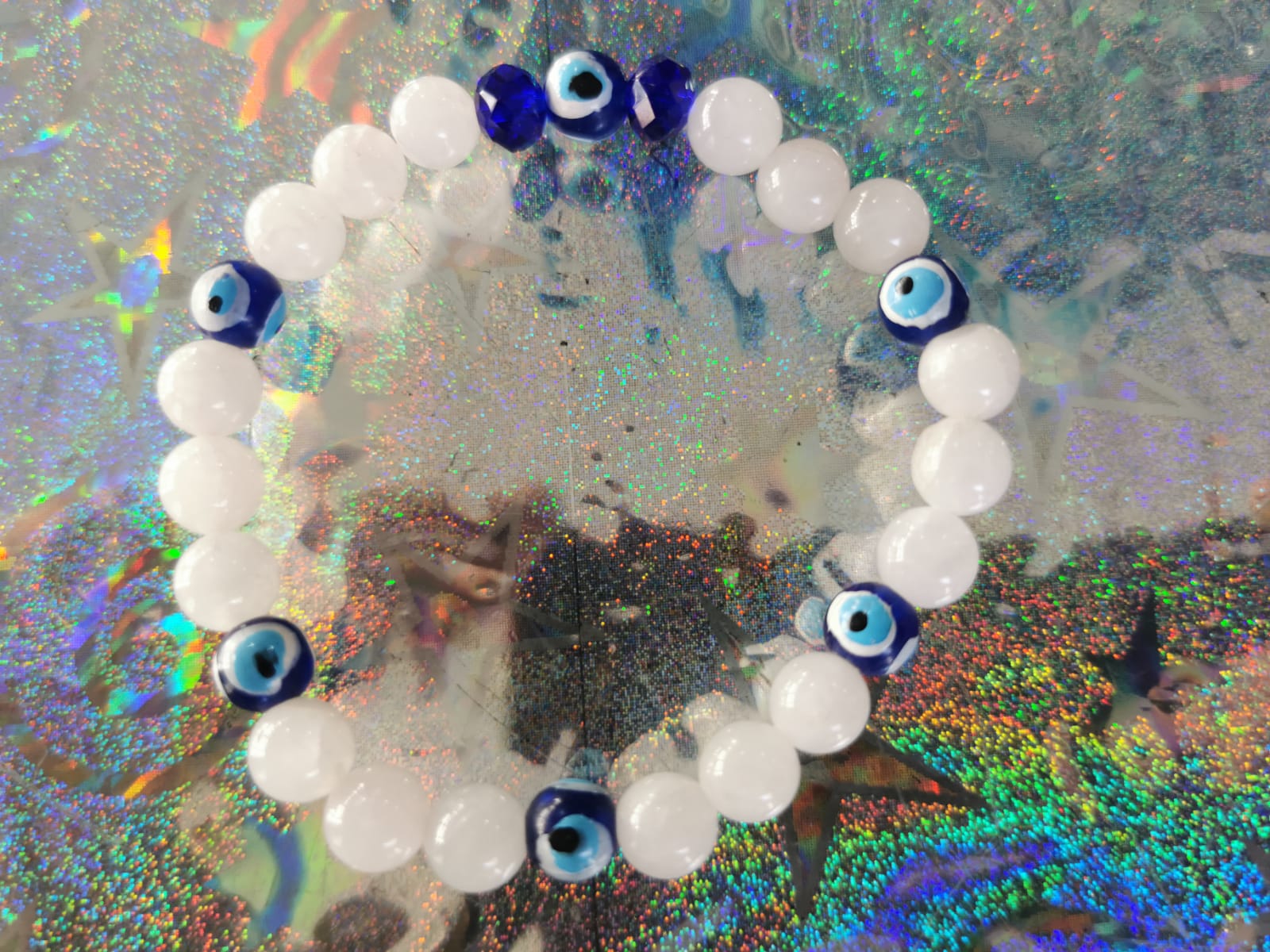 Pulsera Bolas Cuarzo con Ojo Turco - Imagen 2