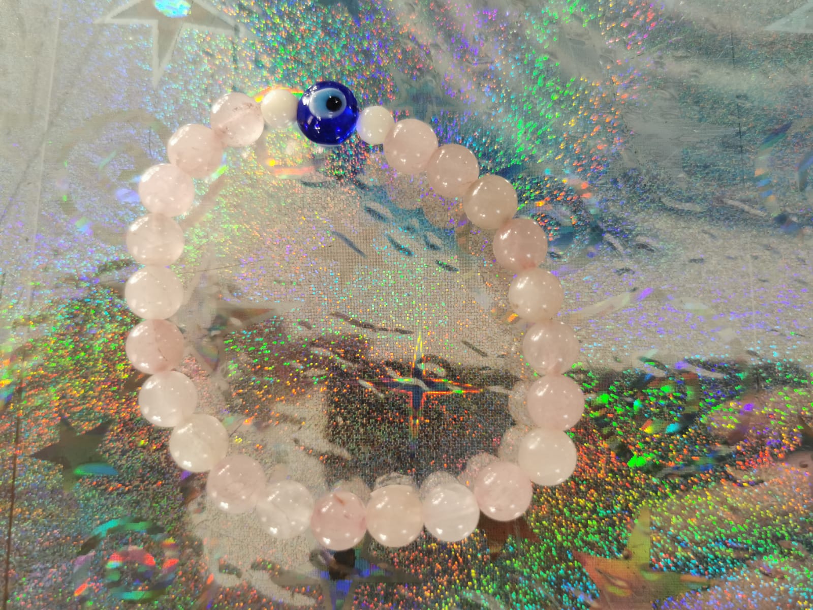 Pulsera Bolas Cuarzo con Ojo Turco - Imagen 3