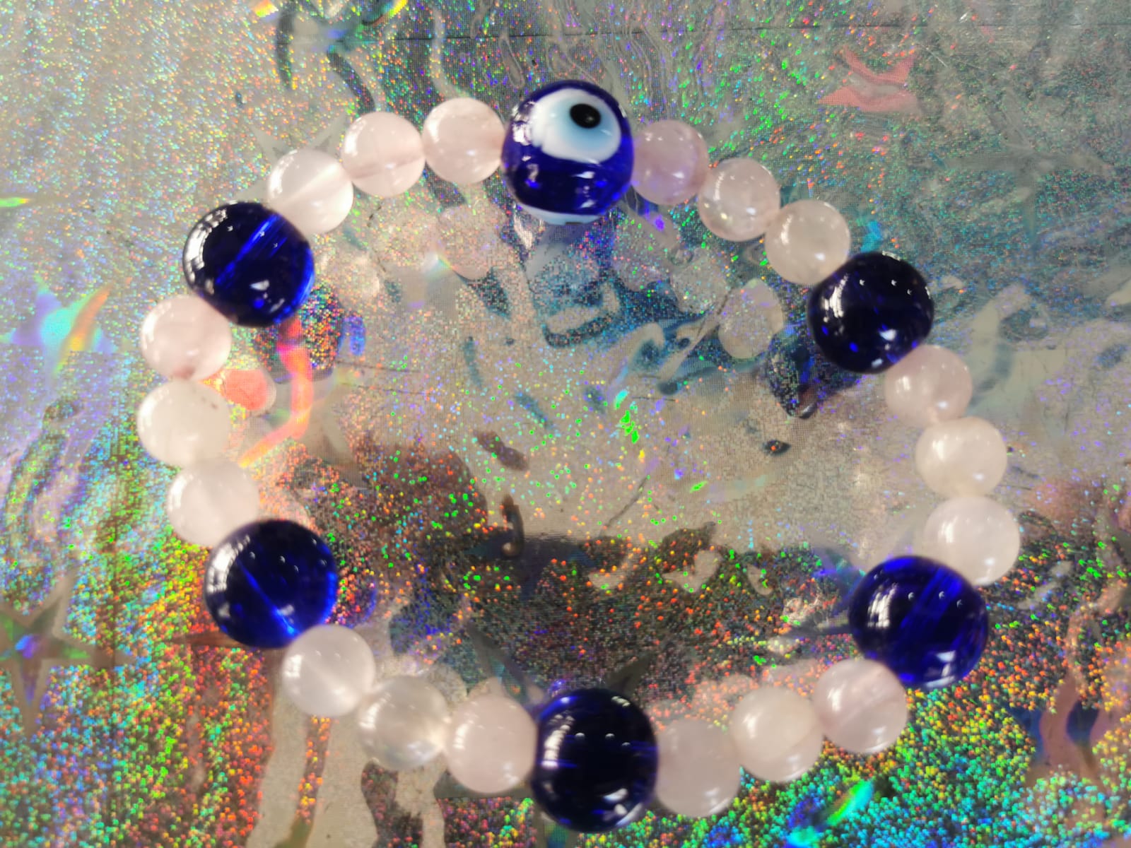 Pulsera Bolas Cuarzo con Ojo Turco - Imagen 4
