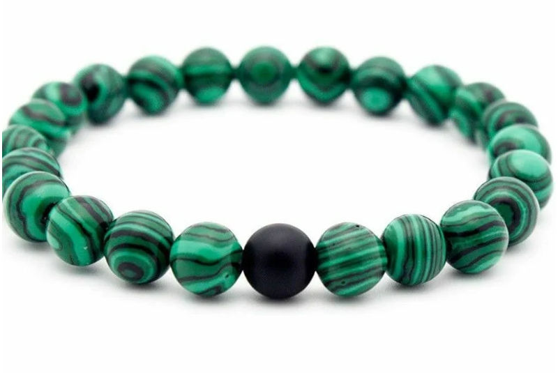 Pulsera Mineral Malaquita Bola Lisa 8mm
