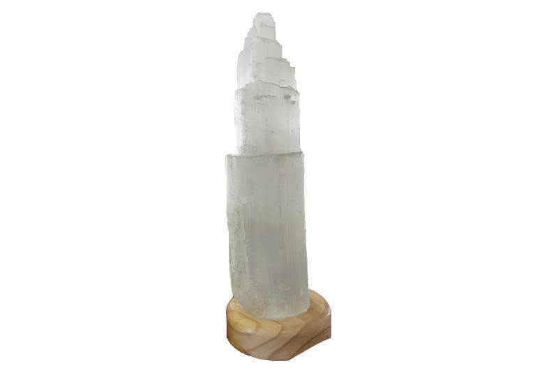 Lámpara de Selenita con USB Blanca