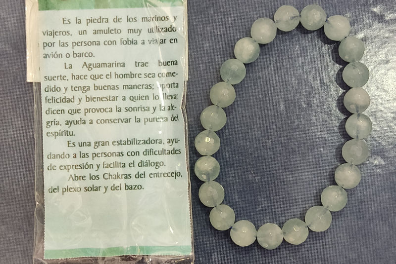Pulsera Mineral Aguamarina Bola 4mm