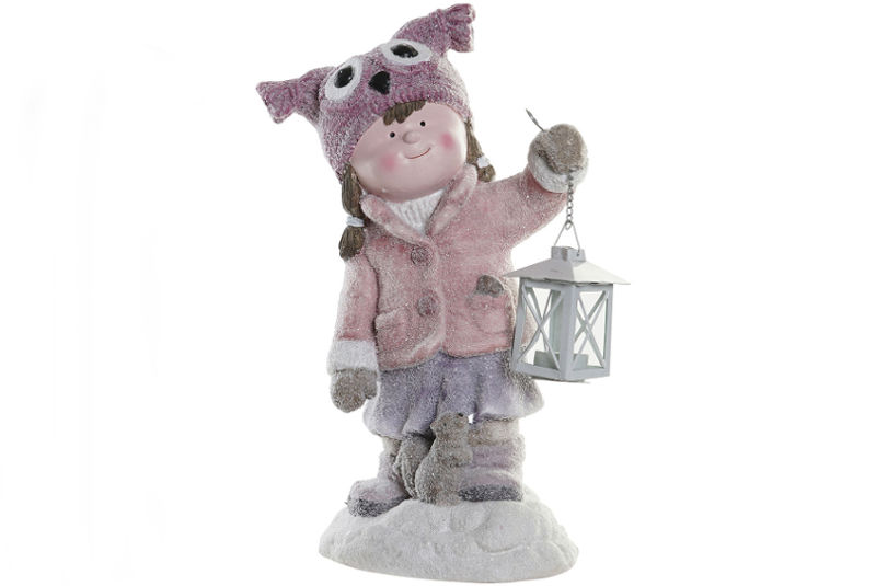 Figura Niña Nieve con Farolillo