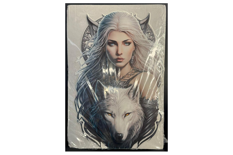 Cuadro de Elfa con Lobo blanco